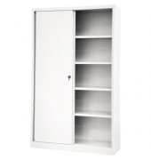 Schiebet&uuml;renschrank ECO SD12194S696, abschlie&szlig;bar, 5 OH, wei&szlig;, 120x198x43cm (BxHxT)