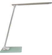 LED-Schreibtischlampe POPY, weiß/metallgrau, mit Standfuß, dimmbar