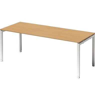 Schreibtisch Cito, höhenverstellbar, 65-85cm (H), 200x80cm (BxT), rechteckig, buche / weiß