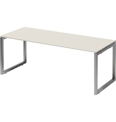 Schreibtisch Cito, 74cm (H), 200x80cm (BxT), rechteckig, weiß / silber