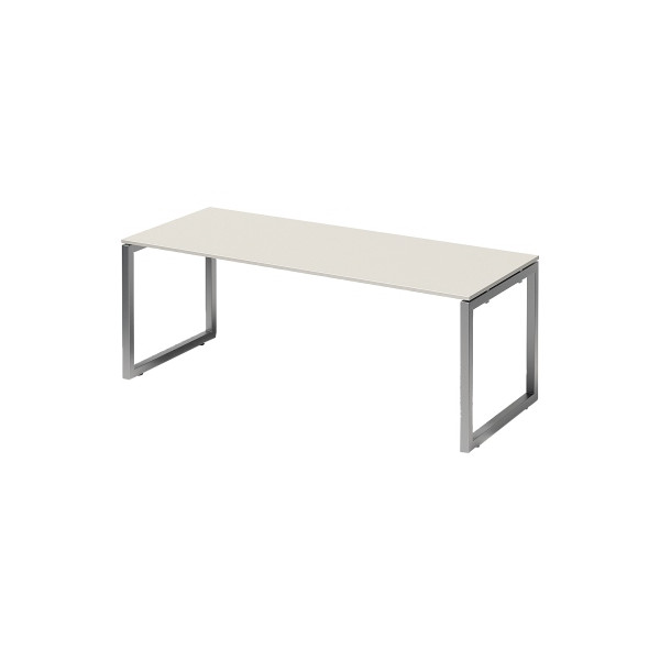 5020073994322 - Cito Schreibtisch Rechteckig Hellgrau O-Fuß-Gestell 2000 (B) x 800 (T) x 740 (H) mm MFC (Melaminbeschichtete Spanplatte) Stahl