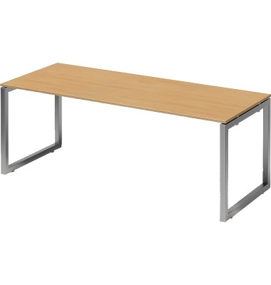 Schreibtisch Cito, 74cm (H), 200x80cm (BxT), rechteckig, buche / silber