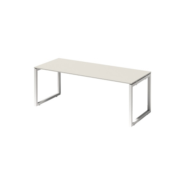 5020073998337 - Cito Schreibtisch Rechteckig Hellgrau O-Fuß-Gestell 2000 (B) x 800 (T) x 740 (H) mm MFC (Melaminbeschichtete Spanplatte) Stahl