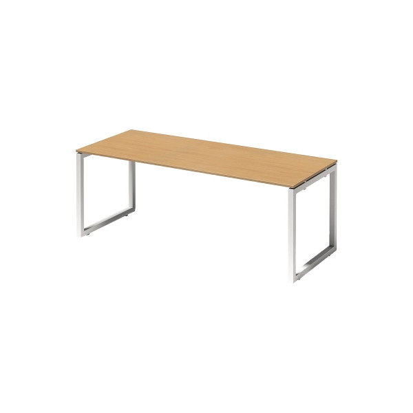 5020073994353 - Cito Schreibtisch 740 mm höhenfixes O-Gestell H 19 x B 2000 x T 800 mm Dekor buche Gestell verkehrsweiß