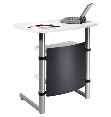 Stehpult MULTI M, h&ouml;henverstellbar 95-120cm (H), 83x56cm (BxT), rechteckig, wei&szlig; / silber