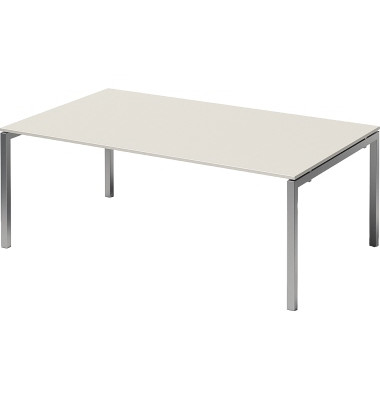 Schreibtisch Cito, rechteckig, weiß / silber