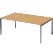 Schreibtisch Cito, 74cm (H), 200x120cm (BxT), rechteckig, buche / silber