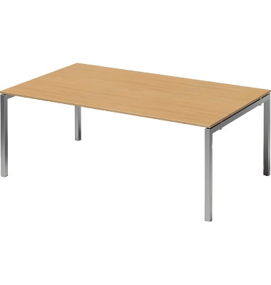 Schreibtisch Cito, 74cm (H), 200x120cm (BxT), rechteckig, buche / silber