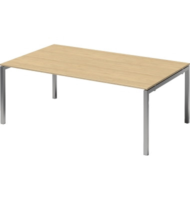 Schreibtisch Cito, 74cm (H), 200x120cm (BxT), rechteckig, ahorn / silber