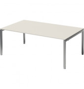 Schreibtisch Cito, höhenverstellbar, 65-85cm (H), 200x120cm (BxT), rechteckig, weiß / silber