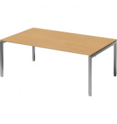 Schreibtisch Cito, höhenverstellbar, 65-85cm (H), 200x120cm (BxT), rechteckig, buche / silber