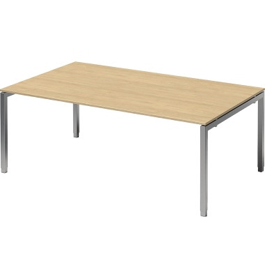 Schreibtisch Cito, rechteckig, ahorn / silber