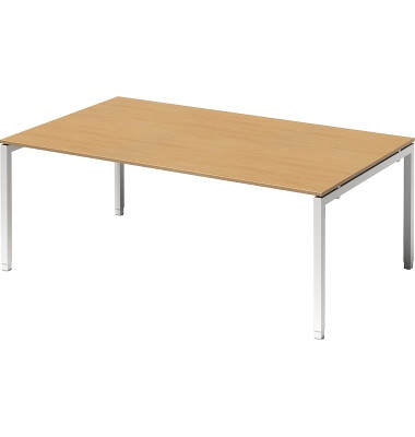 Schreibtisch Cito, höhenverstellbar, 65-85cm (H), 200x120cm (BxT), rechteckig, buche / weiß