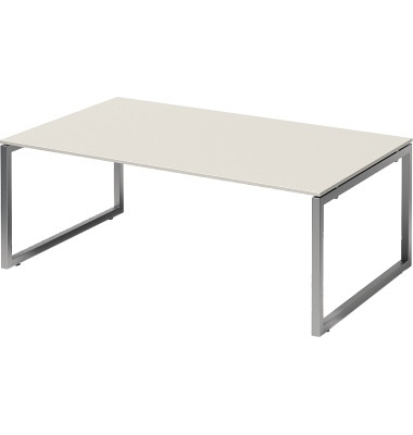 Schreibtisch Cito, rechteckig, weiß / silber