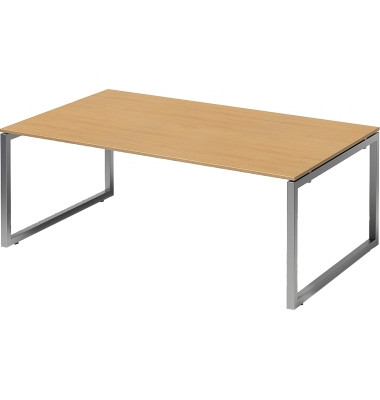 Schreibtisch Cito, 74cm (H), 200x120cm (BxT), rechteckig, buche / silber