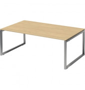 Schreibtisch Cito, 74cm (H), 200x120cm (BxT), rechteckig, ahorn / silber