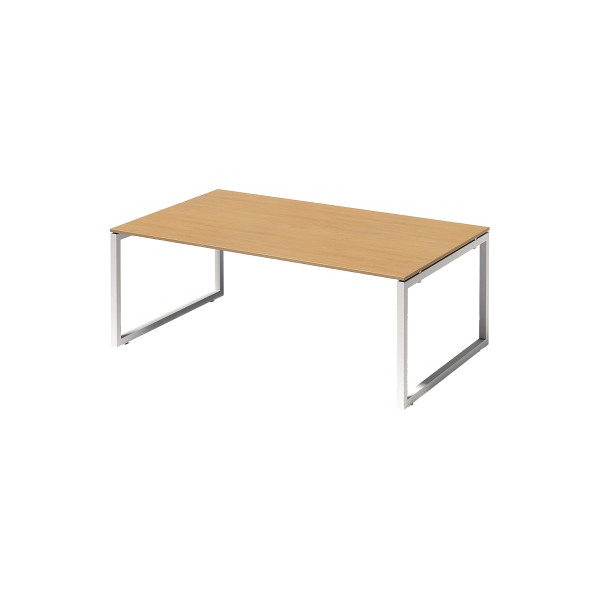 5020073998825 - Cito Chefarbeitsplatz Konferenztisch 740 mm höhenfixes O-Gestell H 19 x B 2000 x T 1200 mm Dekor buche Gestell verkehrsweiß