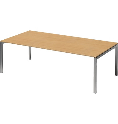 Schreibtisch Cito, rechteckig, buche / silber