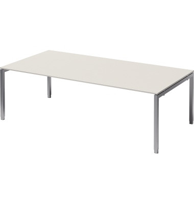 Schreibtisch Cito, rechteckig, weiß / silber