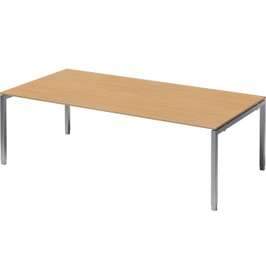 Schreibtisch Cito, höhenverstellbar, 65-85cm (H), 240x120cm (BxT), rechteckig, buche / silber