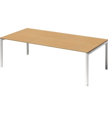 Schreibtisch Cito, h&ouml;henverstellbar, 65-85cm (H), 240x120cm (BxT), rechteckig, buche / wei&szlig;