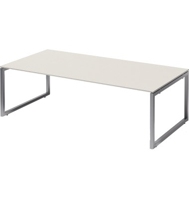 Schreibtisch Cito, 74cm (H), 240x120cm (BxT), rechteckig, wei&szlig; / silber