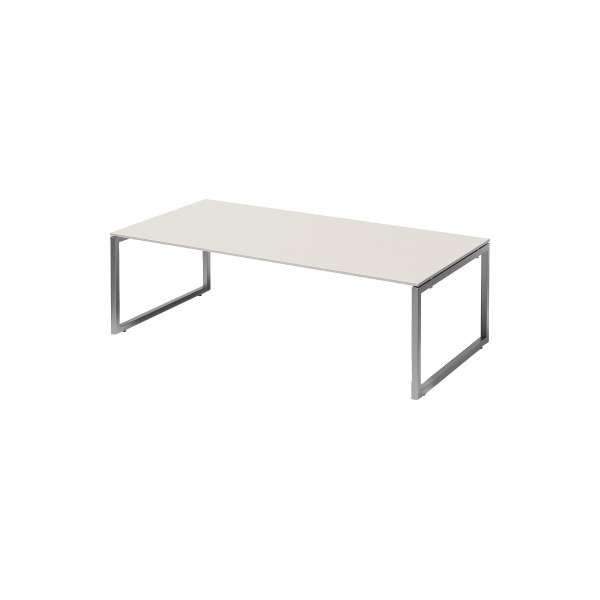 5020073994018 - Cito Chefarbeitsplatz Konferenztisch 740 mm höhenfixes O-Gestell H 19 x B 2400 x T 1200 mm Dekor grauweiß Gestell silber