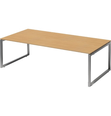 Schreibtisch Cito, 74cm (H), 240x120cm (BxT), rechteckig, buche / silber