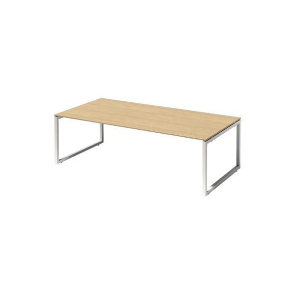 5020073994070 - Cito Chefarbeitsplatz Konferenztisch 740 mm höhenfixes O-Gestell H 19 x B 2400 x T 1200 mm Dekor ahorn Gestell verkehrsweiß