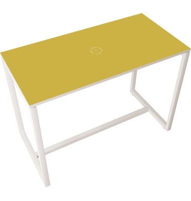 Stehtisch 110cm (H), 114x75cm (BxT), rechteckig, gelb / wei&szlig;
