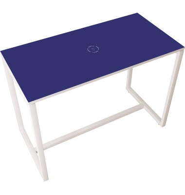 Stehtisch 110cm (H), 114x75cm (BxT), rechteckig, blau / wei&szlig;
