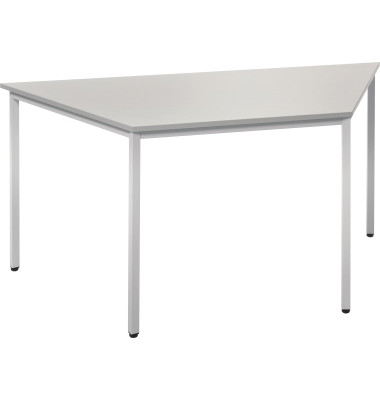 Konferenztisch Line, 72cm (H), 160/80x69cm (BxT), Trapezform, lichtgrau / silber