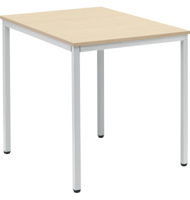 Konferenztisch Line, 72cm (H), 80x70cm (BxT), rechteckig, ahorn / silber