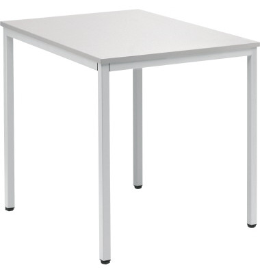 Konferenztisch Line, 72cm (H), 80x70cm (BxT), rechteckig, lichtgrau / silber