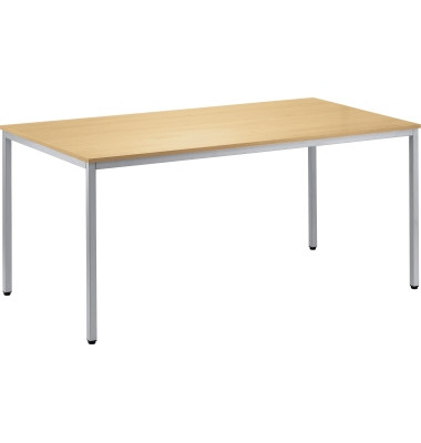 Konferenztisch Line, 72cm (H), 140x80cm (BxT), rechteckig, buche / silber