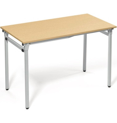 Klapptisch, 120x60cm (BxT), 72cm (H), Holz, rechteckig, buche / silber
