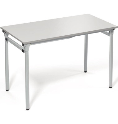 Klapptisch, 120x60cm (BxT), 72cm (H), Holz, rechteckig, lichtgrau / silber