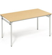 Klapptisch, 140x70cm (BxT), 72cm (H), Holz, rechteckig, buche / silber