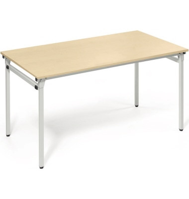 Klapptisch, 140x70cm (BxT), 72cm (H), Holz, rechteckig, ahorn / silber