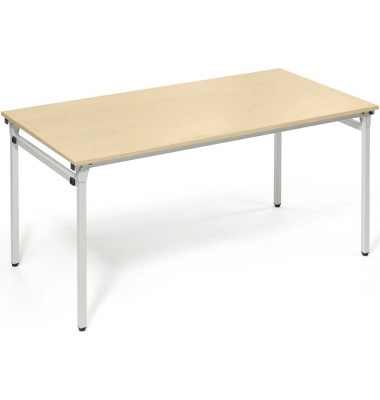 Klapptisch, 160x80cm (BxT), 72cm (H), Holz, rechteckig, ahorn / silber