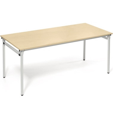 Klapptisch, 180x80cm (BxT), 72cm (H), Holz, rechteckig, ahorn / silber