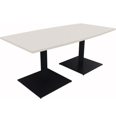 Besprechungstisch communication 810012501, 72cm (H), 180x80/90cm (BxT), Tonnenform, weiß / anthrazit metallic
