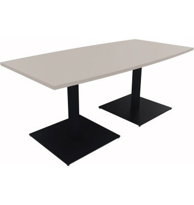 Besprechungstisch communication 810012581, 72cm (H), 180x80/90cm (BxT), Tonnenform, lichtgrau / anthrazit metallic