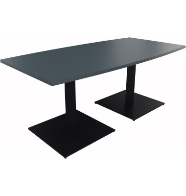 Besprechungstisch communication, 72cm (H), 180x80/90cm (BxT), Tonnenform, lavagrau / anthrazit metallic