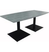 Besprechungstisch communication 810012583, 72cm (H), 180x80/90cm (BxT), Tonnenform, beton hell / anthrazit metallic