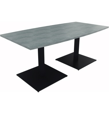 Besprechungstisch communication 810012583, 72cm (H), 180x80/90cm (BxT), Tonnenform, beton hell / anthrazit metallic
