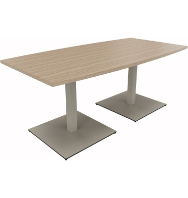Besprechungstisch communication, 72cm (H), 180x80/90cm (BxT), Tonnenform, eiche natur / silber
