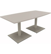 Besprechungstisch communication 810012681, 72cm (H), 180x80/90cm (BxT), Tonnenform, lichtgrau / silber
