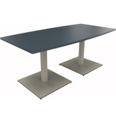 Besprechungstisch communication 810012682, 72cm (H), 180x80/90cm (BxT), Tonnenform, lavagrau / silber