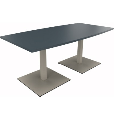 Besprechungstisch communication 810012682, 72cm (H), 180x80/90cm (BxT), Tonnenform, lavagrau / silber